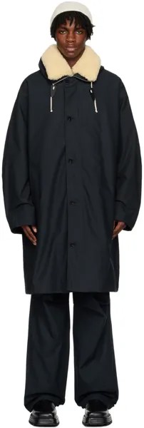 Темно-синее пальто с капюшоном Jil Sander