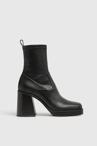 Ботильоны на платформе и каблуке Stradivarius, черный