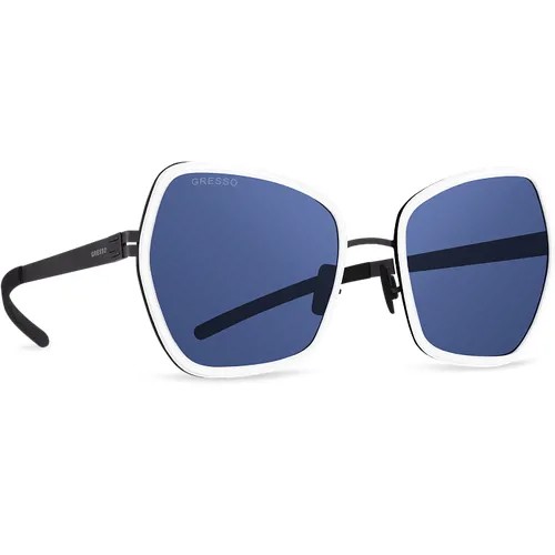 Титановые солнцезащитные очки GRESSO Dolores - бабочка / синие монолитные / кант белый