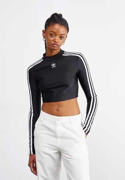 Футболка с длинным рукавом 3 Stripe Cropped Longsleeve adidas Originals, черный