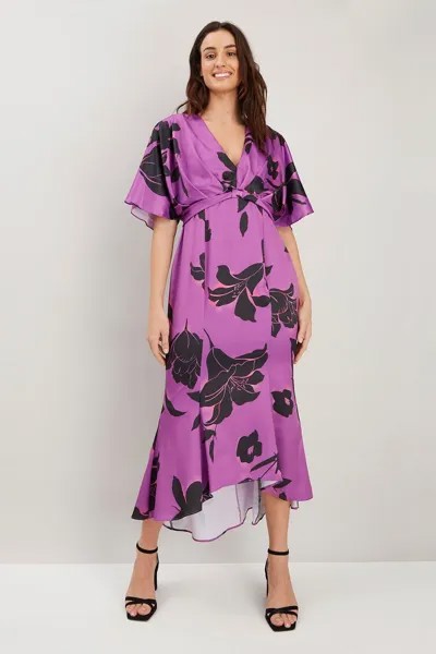 Пурпурное платье Shadow с цветочным узлом спереди Wallis, фиолетовый