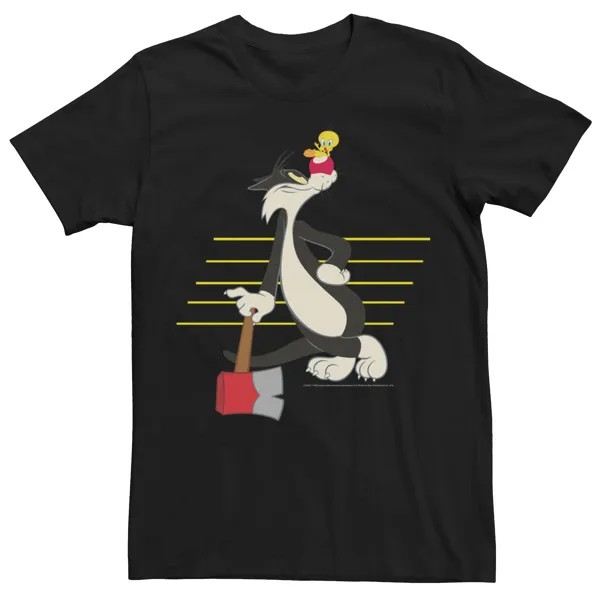Мужская футболка с портретом на подкладке Looney Tunes Sylvester & Tweety Licensed Character