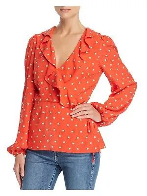 Женская красная блузка PERSEVERANCE с V-образным вырезом и рюшами и цветочным принтом 4
