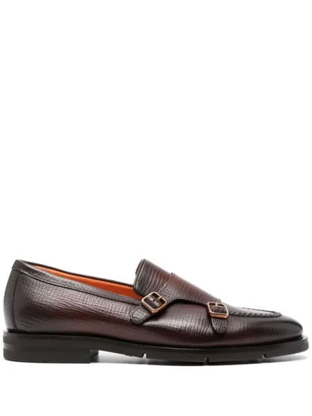 Santoni мокасины с пряжками, коричневый