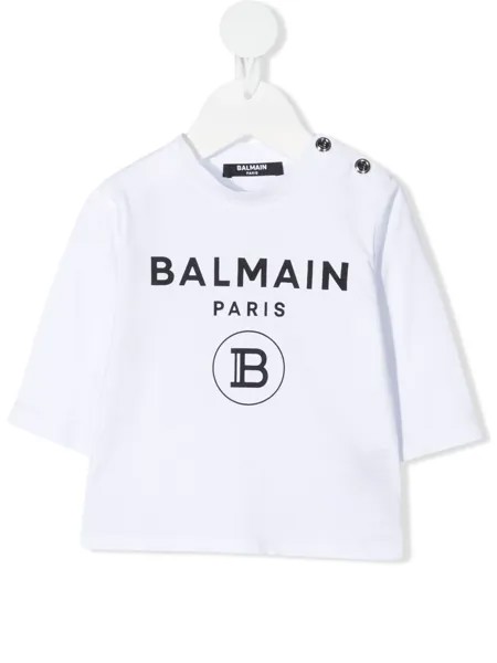 Balmain Kids топ с длинными рукавами и логотипом