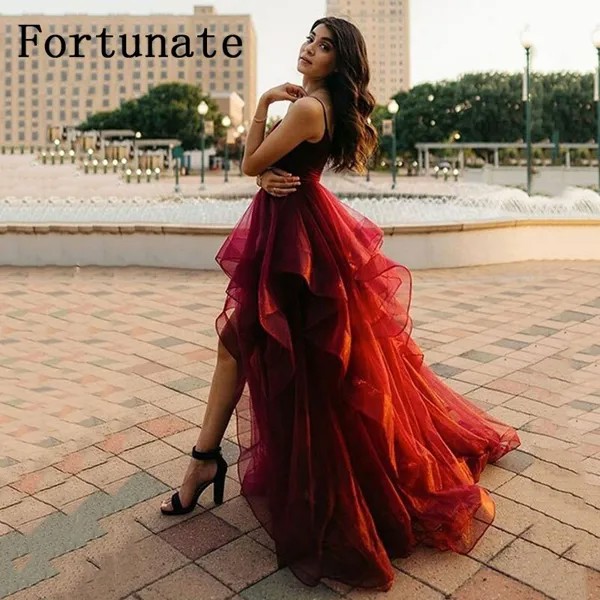 Fortunate, длинные платья для выпускного вечера для женщин 2022, пушистое Тюлевое вечернее платье на бретелях-спагетти, популярные вечерние плать...