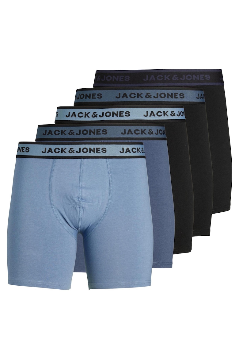 Боксеры с логотипом на поясе - 5 пар Jack & Jones, черный