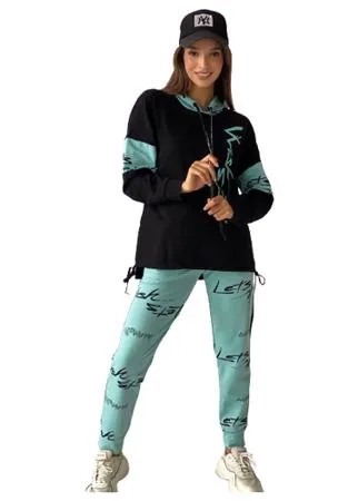 Спортивный женский костюм толстовка и брюки, размер 46, лаванда, футер с лайкрой
