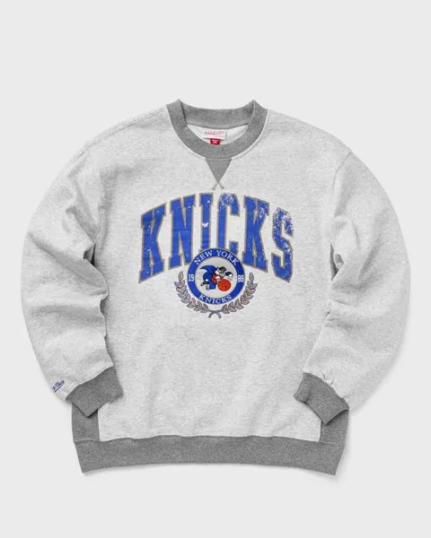 Флис Mitchell & Ness Nba Premium Fleece Crew Vintage Logo New York Knicks, цвет grey heather