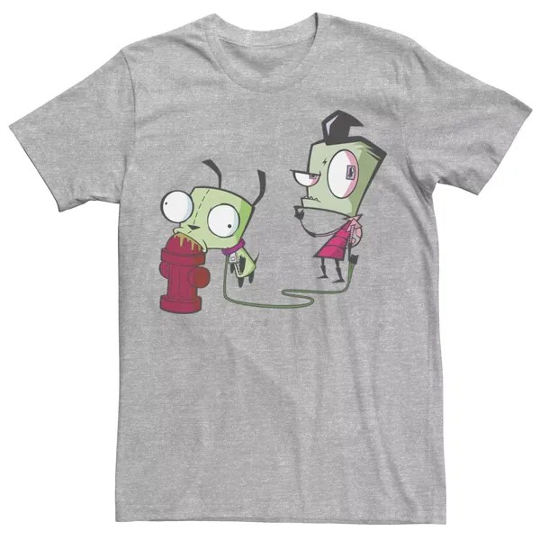 Мужская футболка Invader Zim Walking Gir с изображением пожарного гидранта и портретом Nickelodeon