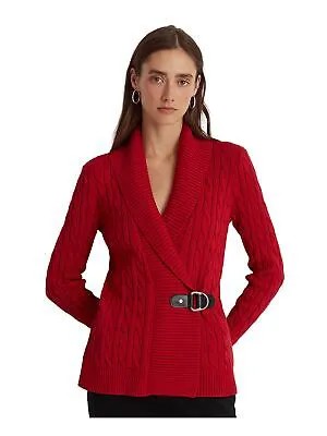 Женский красный кардиган с открытой пряжкой и воротником-стойкой RALPH LAUREN XXL