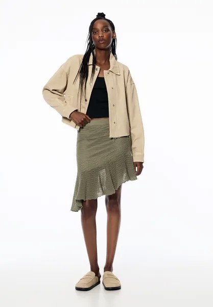 Джинсовая куртка CROPPED WITH BACK DETAIL PULL&BEAR, песочный