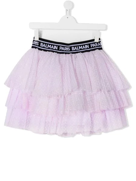 Balmain Kids юбка из тюля в горох