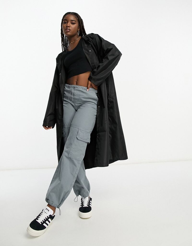 Черная объемная парка дождя ASOS DESIGN