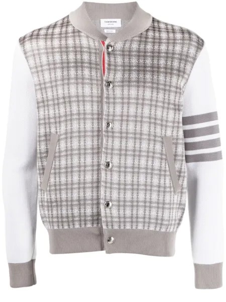 Thom Browne бомбер с полосками 4-Bar, серый