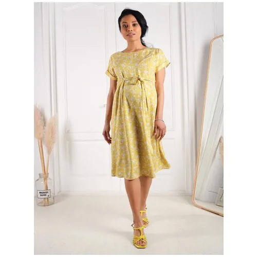 Платье I love mum Юлиана желтое для беременных и кормящих (48)