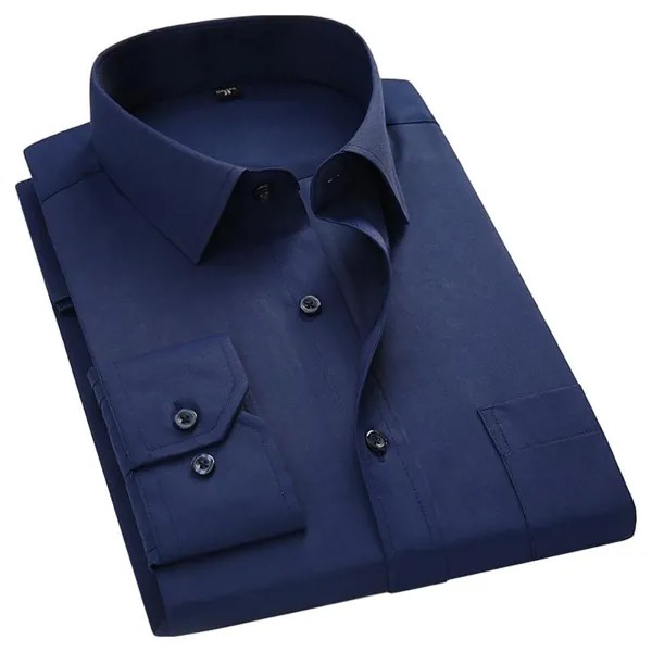 Плюс Большой размер 8XL 7XL 6XL 5XL Мужская бизнес повседневная рубашка с длинными рукавами Классический белый Черный Темно-синий Мужской Социальные рубашки