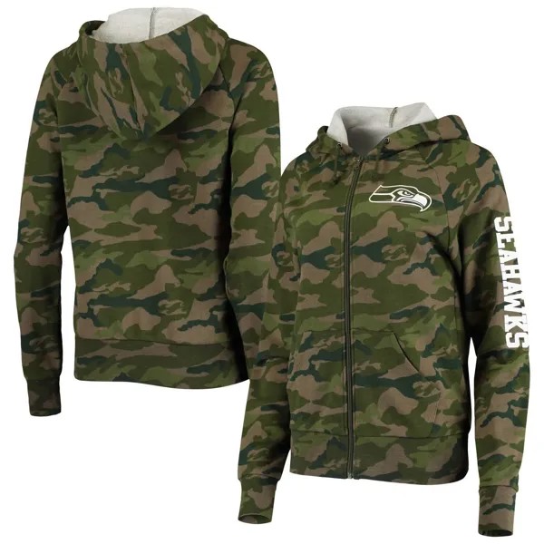 Женская толстовка с капюшоном New Era Camo Seattle Seahawks с молнией во всю длину реглан New Era