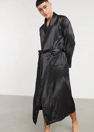 Черный атласный халат от комплекта ASOS DESIGN-Черный цвет