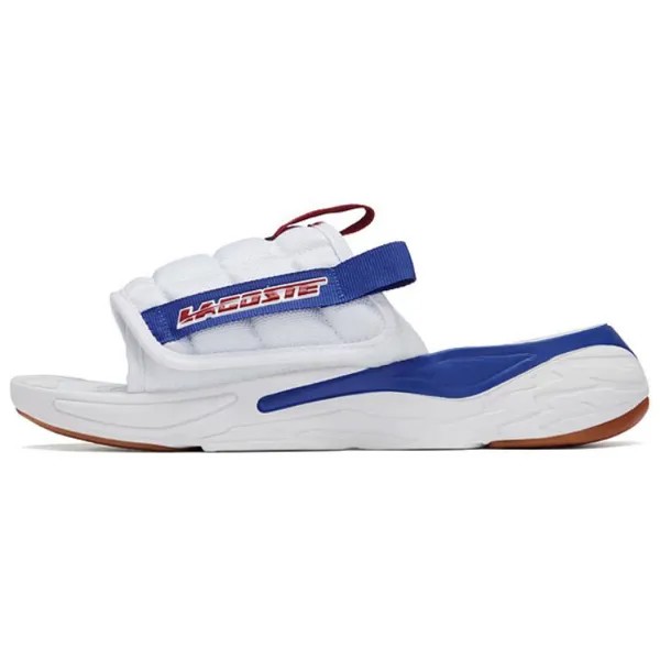 Шлепанцы мужские белые синие Lacoste