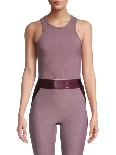 Укороченный топ из трикотажа в рубчик Heroine Sport Mauve