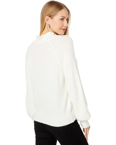 Свитер Lilla P Oversized Ruffle Neck Raglan Sweater, цвет Talc
