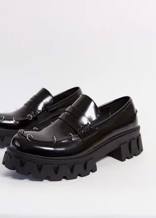 Черные пенни-лоферы из искусственной кожи с металлической отделкой Koi Footwear-Черный