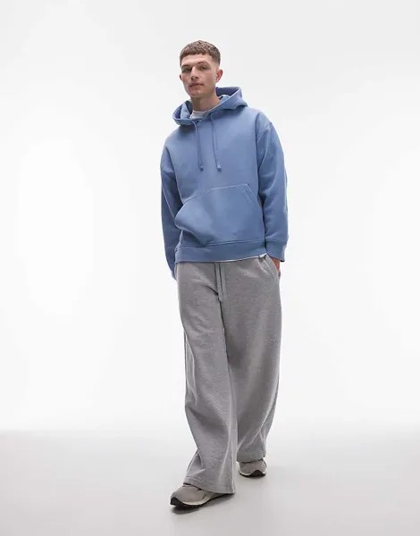 Голубое худи свободного кроя Topman