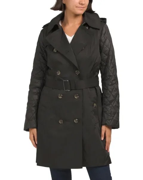 Тренч Missy со стегаными рукавами London Fog, черный