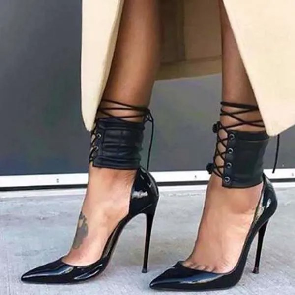 Туфли Pereira Blace женские на шпильке, пикантные босоножки с перекрестной шнуровкой на щиколотке, однотонная обувь с острым носком, туфли-лодочки на тонком каблуке