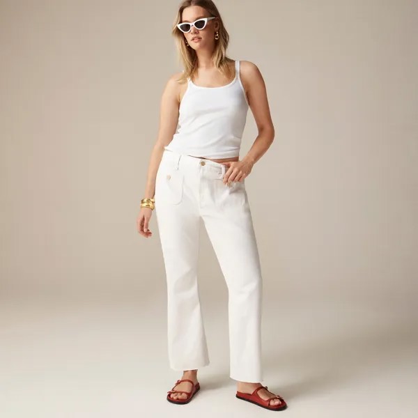 Свободные джинсы-полуботинки Sailor средней посадки белого цвета J.Crew, белый