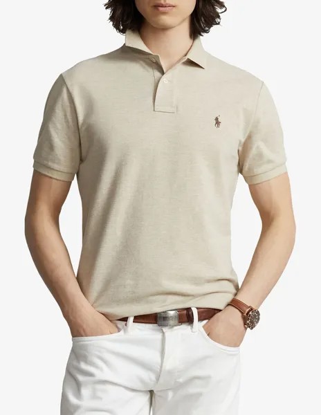 Рубашка поло узкого кроя с короткими рукавами Ralph Lauren, бежевый