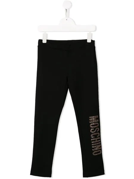 Moschino Kids спортивные брюки с пайетками и логотипом