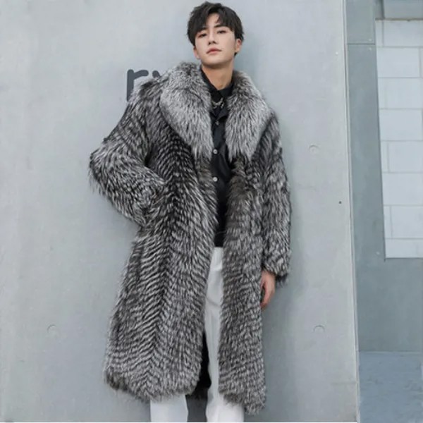 Мужское меховое пальто, мужская зимняя куртка, длинное пальто, мужское Норковое Пальто, Новая зимняя мужская меховая куртка, теплая Повседневная куртка-Тренч