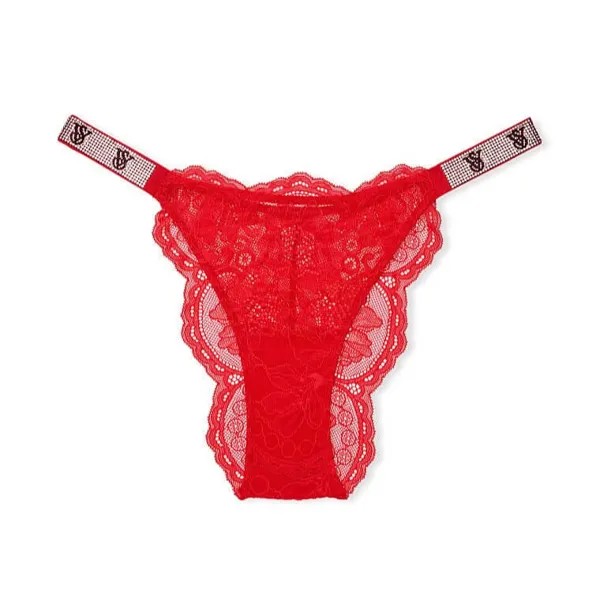 Трусики Victoria's Secret Very Sexy Shine Strap Lace Brazilian, красный