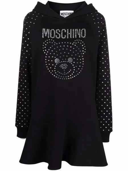 Moschino платье-худи с кристаллами