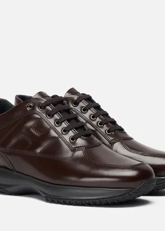 Мужские кроссовки Hogan Interactive Shine Leather, цвет коричневый, размер 43 EU
