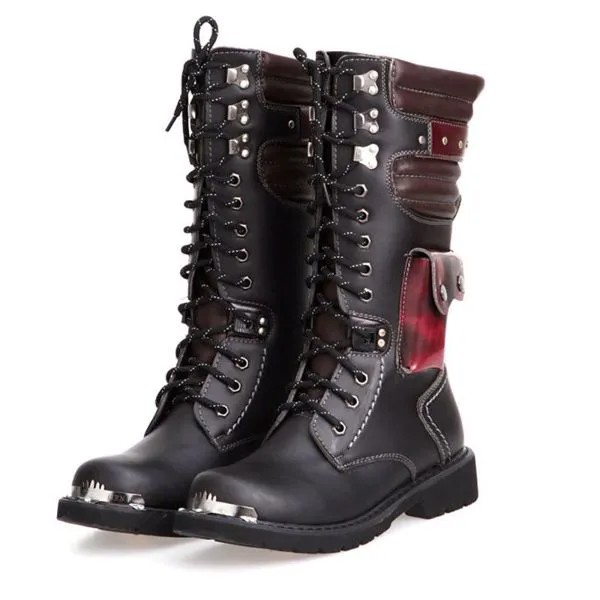 Idopy новые осенние мужские готические байкерские ботинки из искусственной кожи с острым носком и боковыми карманами, кожаные ботинки в стиле...