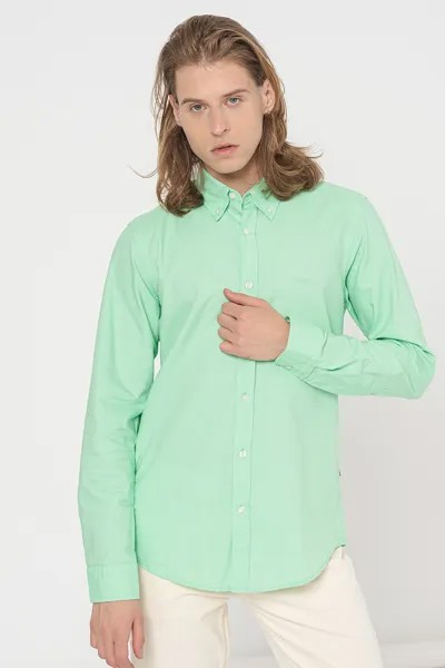 Рубашка Rickert из хлопка с пуговицами на воротнике Boss, зеленый