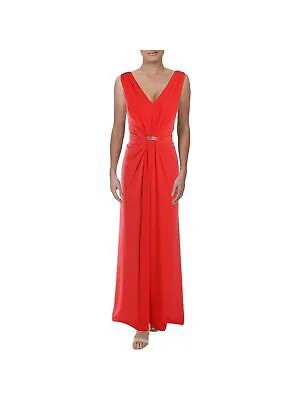 Женское красное вечернее платье макси-футляр RALPH LAUREN без рукавов с V-образным вырезом Размер: 2