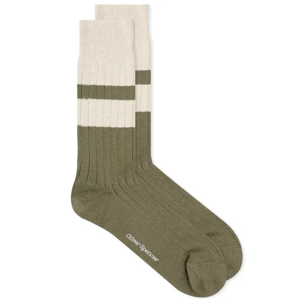 Носки Oliver Spencer Polperro, цвет Sage Green & Cream