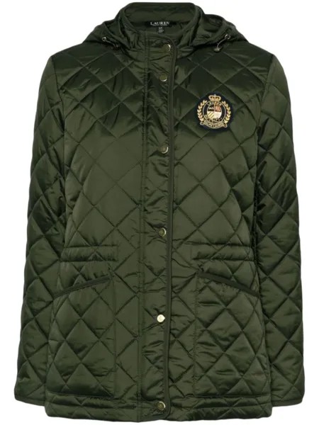 Lauren Ralph Lauren стеганая куртка с нашивкой-логотипом, зеленый