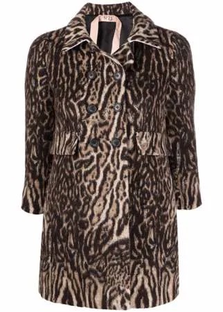 Nº21 двубортное пальто с леопардовым принтом