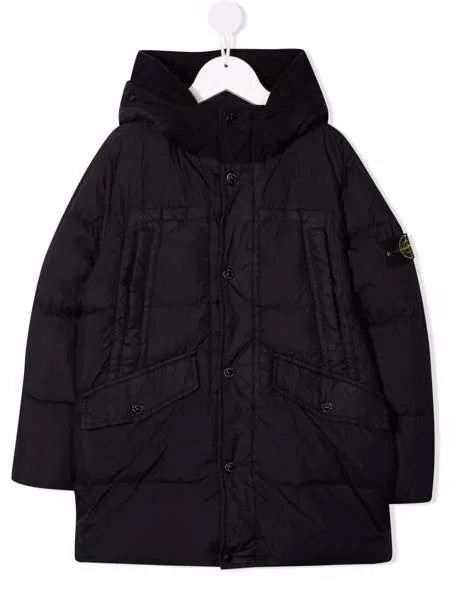 Stone Island Junior пуховик с нашивкой-логотипом