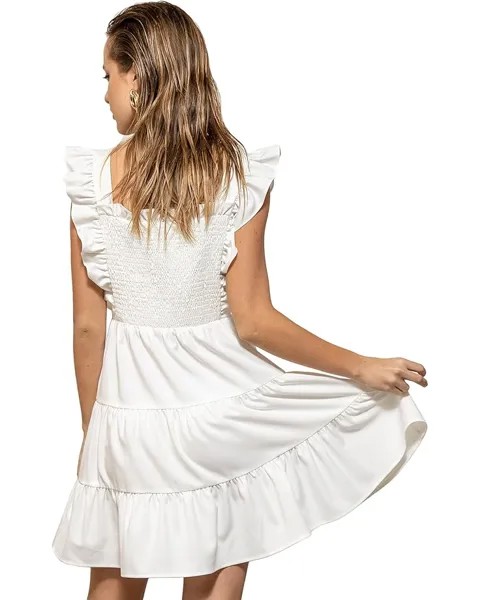Платье line and dot Josie Smocked Mini Dress, белый