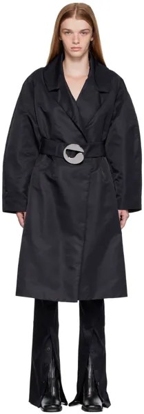 Черное пальто с поясом Coperni