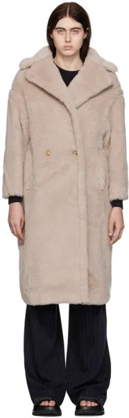 Бежевое пальто из искусственного меха Tedgirl Max Mara