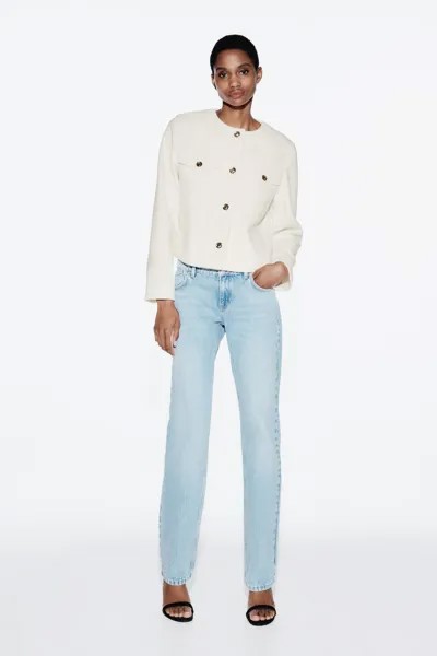 Мягкая короткая куртка ZARA, экрю