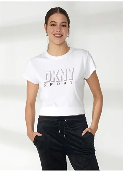 Простая черная женская футболка с круглым вырезом DP2P3174 Dkny Jeans, черный