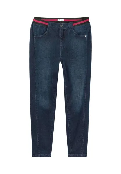 Узкие джинсы с полосатым эластичным поясом sheego, цвет Dark Blue Denim